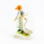 HEREND FIGURINE GIRL FEEDING D