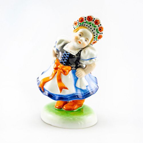 HEREND FIGURINE, GIRL IN FOLK DRESS