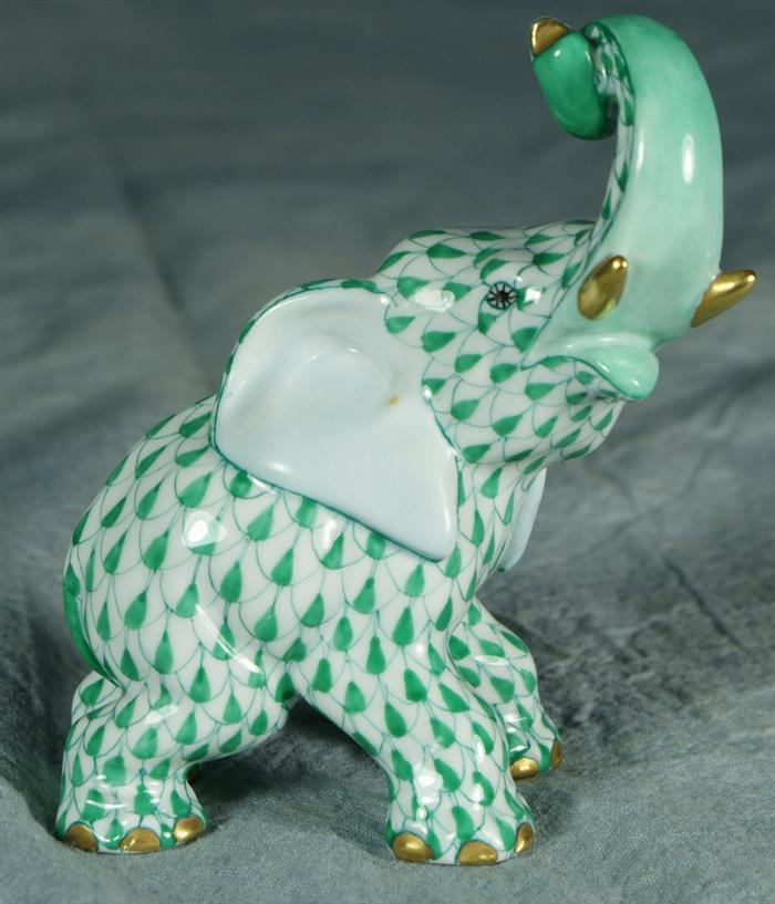 Herend fishnet figurine, green baby