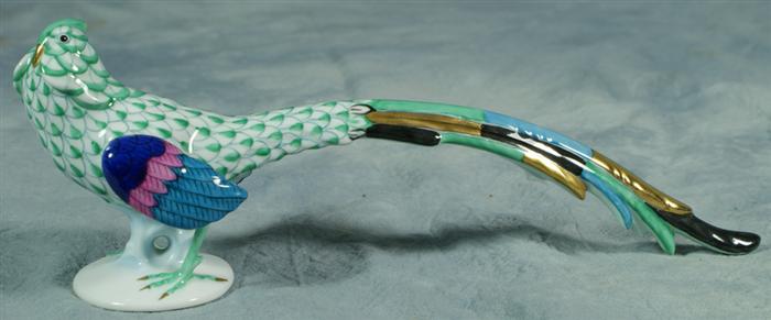 Herend fishnet figurine, green bird