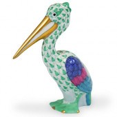 HEREND FISHNET PELICAN FIGURIN