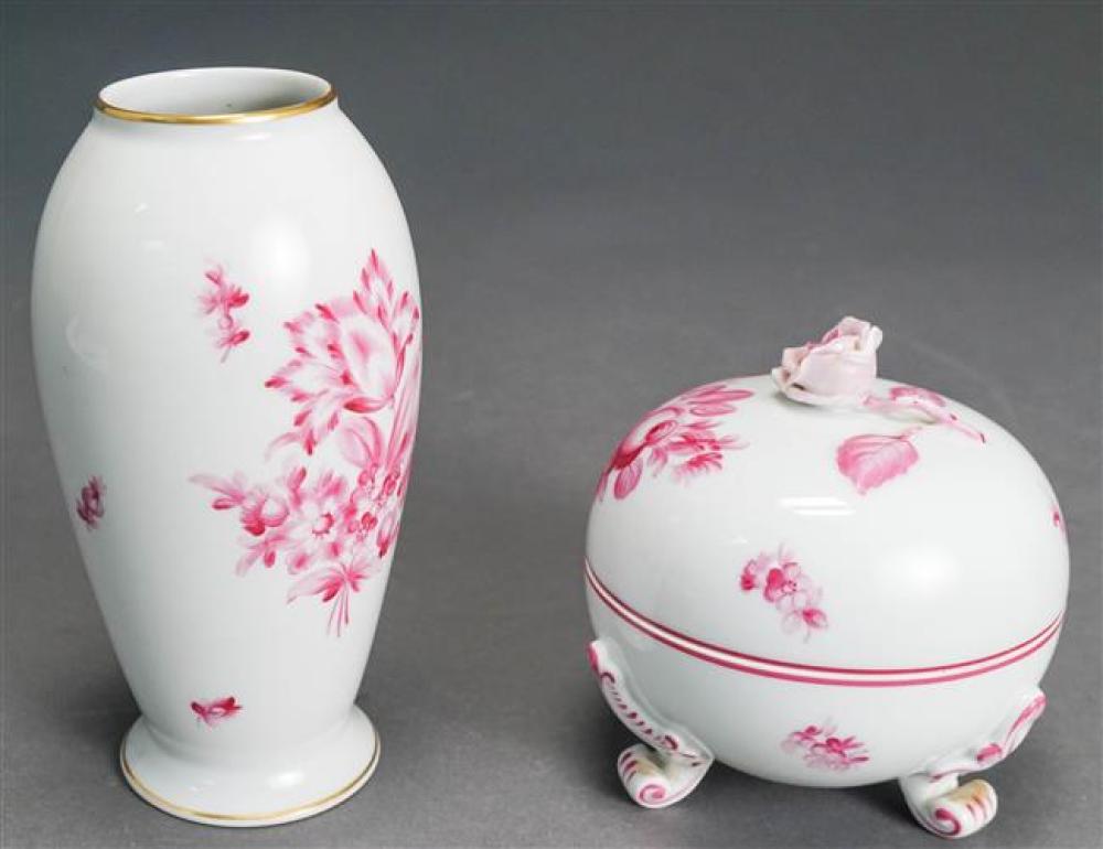 HEREND FLORAL RASPBERRY DECORATED