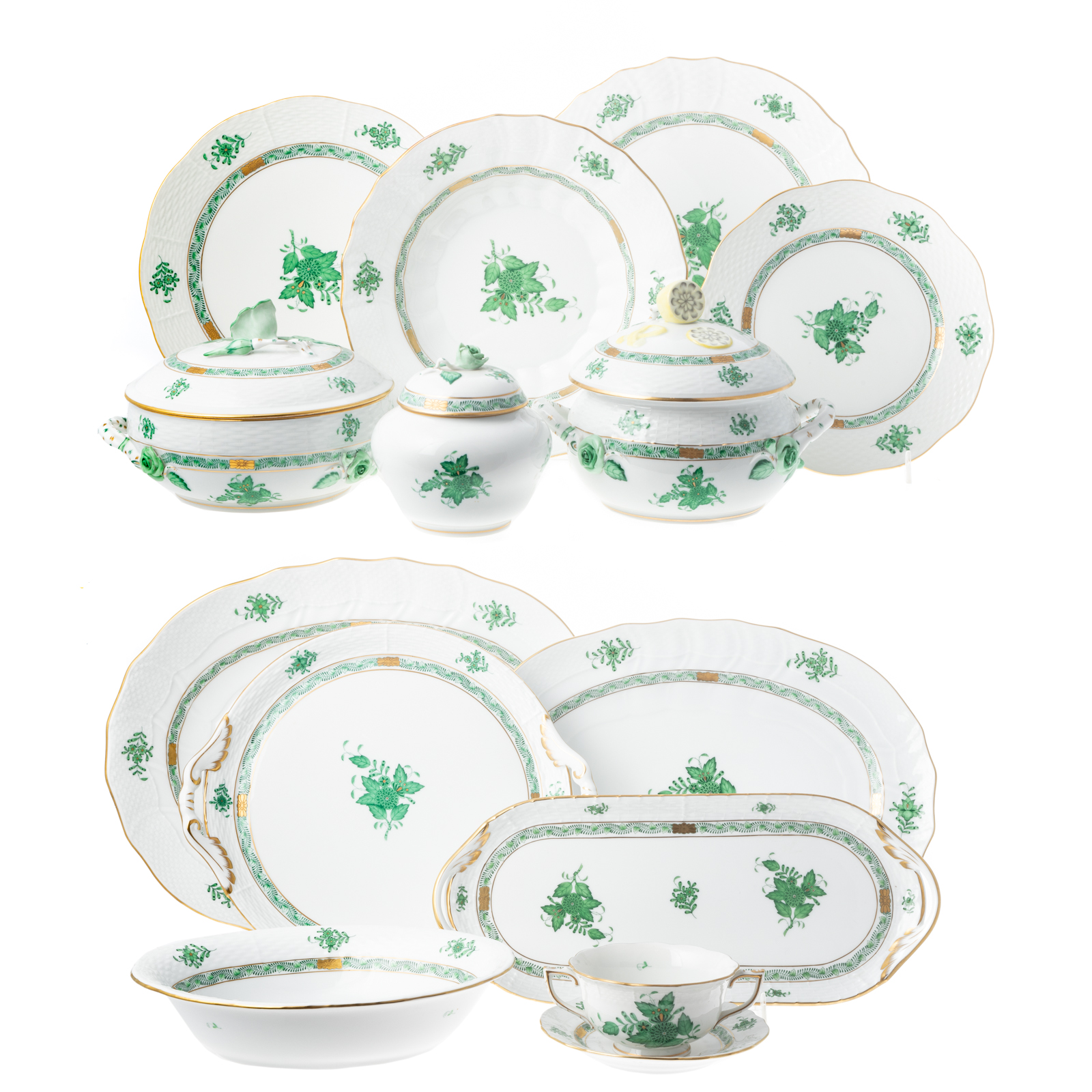 HEREND GREEN CHINESE BOUQUET DINNER