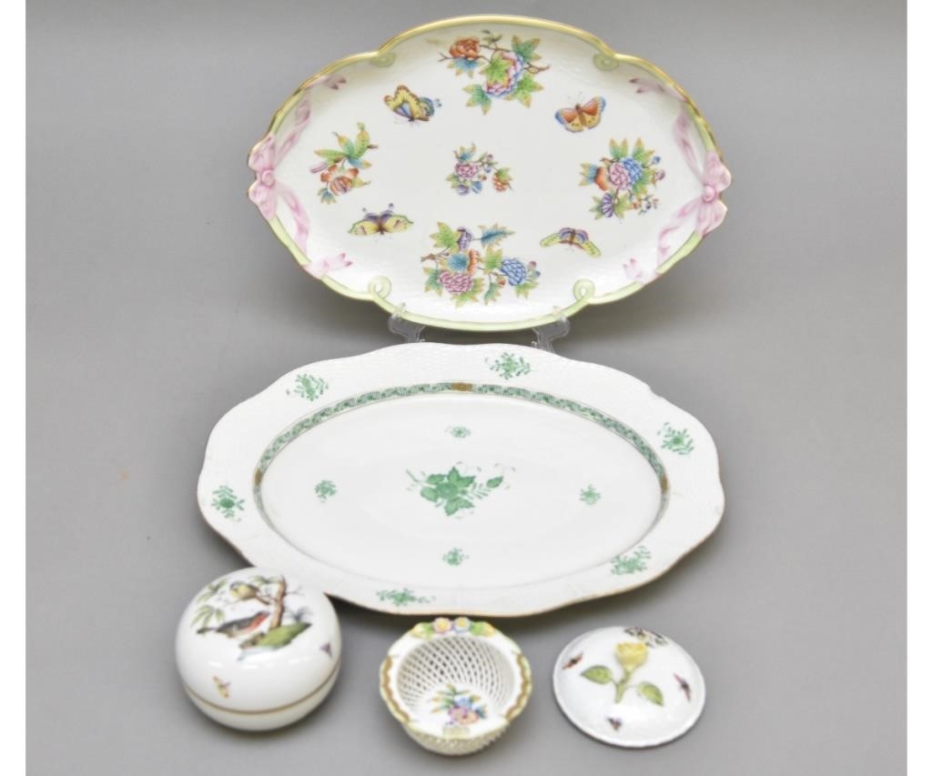 Herend hand painted tray 16"l x