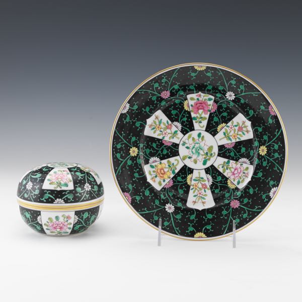 HEREND LIDDED DISH AND UNDERPLATE