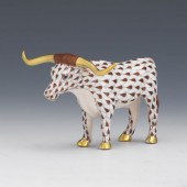 HEREND LONGHORN PORCELAIN FIGU