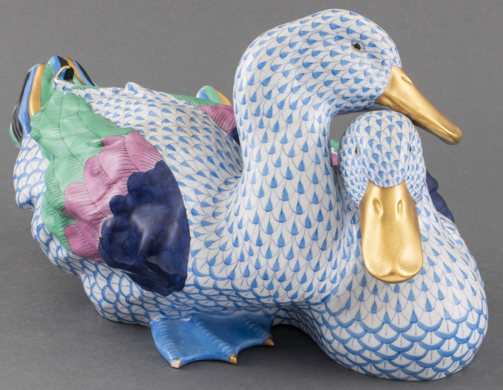 HEREND PAINTED PORCELAIN DUCKS