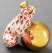 HEREND PAINTED PORCELAIN FROG