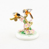 HEREND PAIR OF BLACKBIRDS-HERE