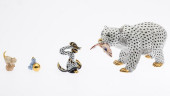 HEREND PORCELAIN BEAR, CAT, FR