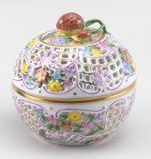 HEREND PORCELAIN BONBONNIERE H