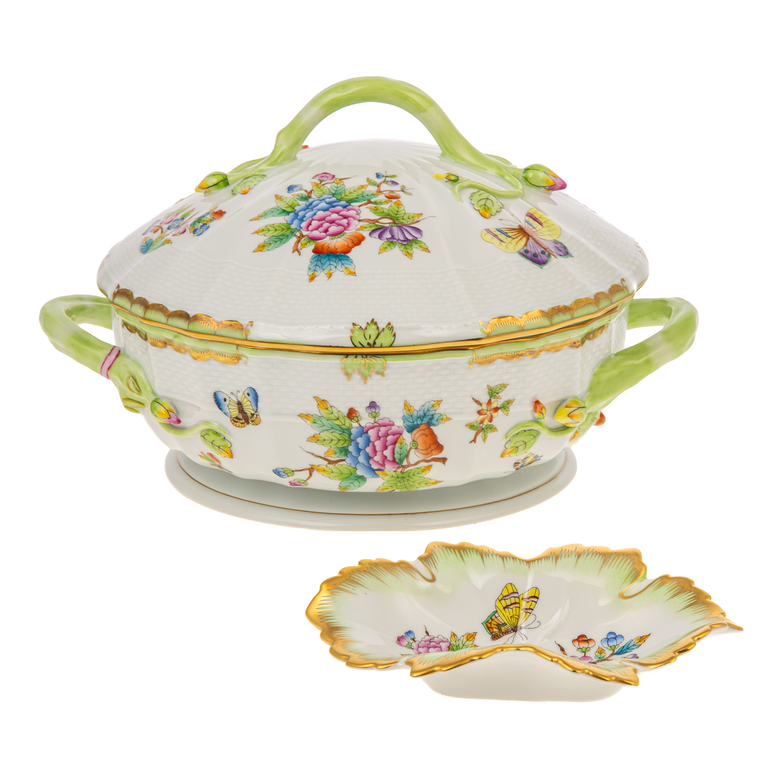 HEREND PORCELAIN CASSEROLE DISH &