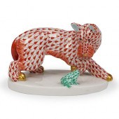 HEREND PORCELAIN DOG & FROG FI