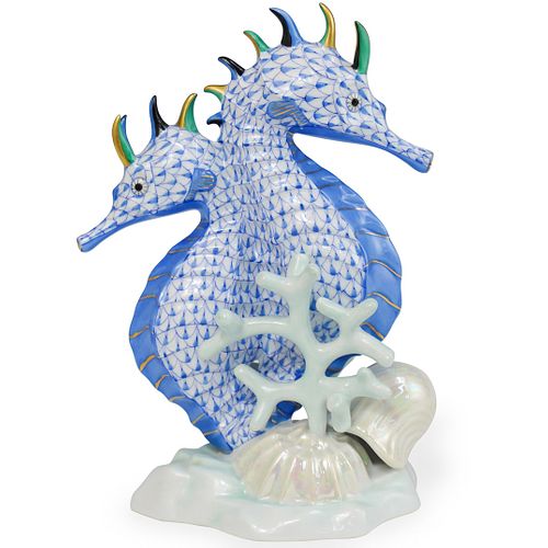 HEREND PORCELAIN DOUBLE SEAHORSE