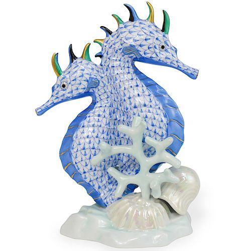 HEREND PORCELAIN DOUBLE SEAHORSE