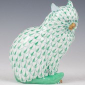 HEREND PORCELAIN FISHNET CATDE