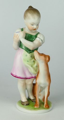 HEREND PORCELAIN GIRL WITH HER
