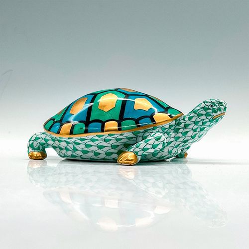 HEREND PORCELAIN GREEN FIGURINE,