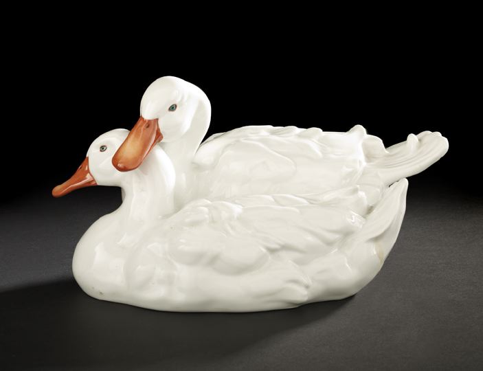 Herend Porcelain Group of Two White