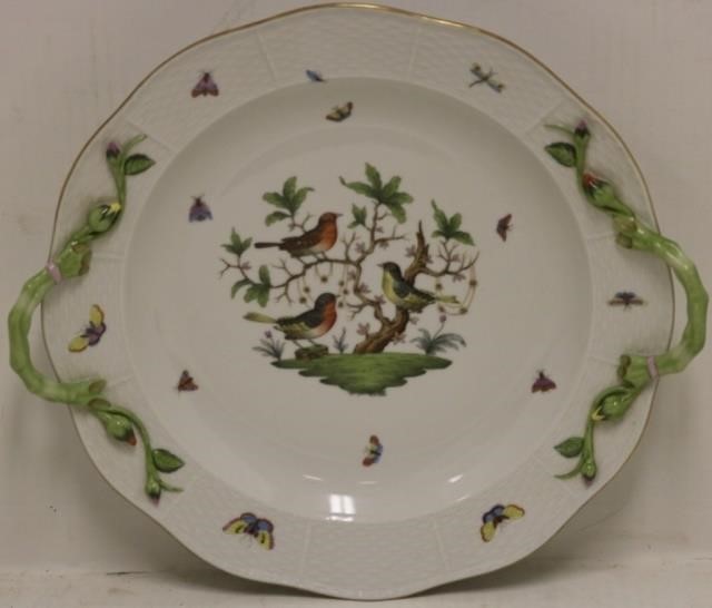 HEREND PORCELAIN HANDLED TRAY