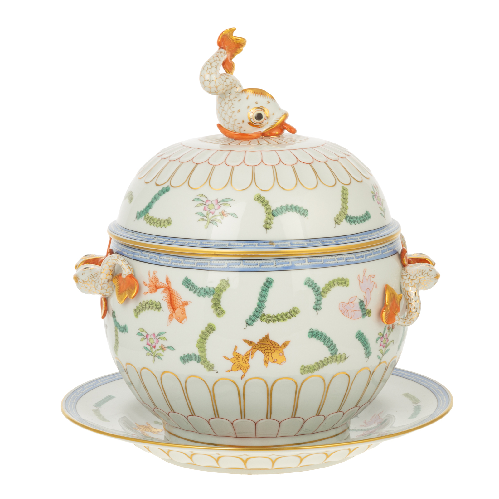 HEREND PORCELAIN POISSON TUREEN &