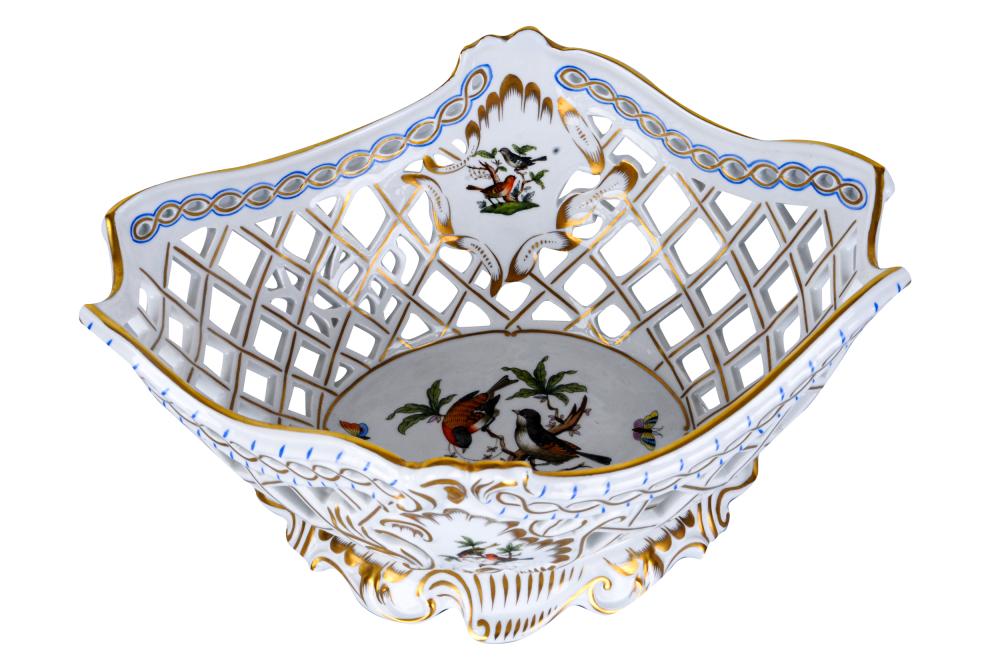 HEREND PORCELAIN RETICULATED OVAL