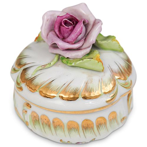 HEREND PORCELAIN ROSE TRINKET