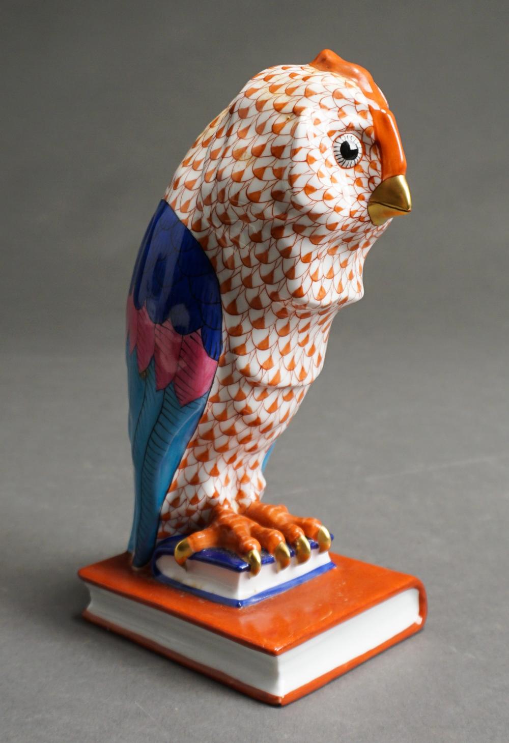 HEREND PORCELAIN RUST-COLORED OWL