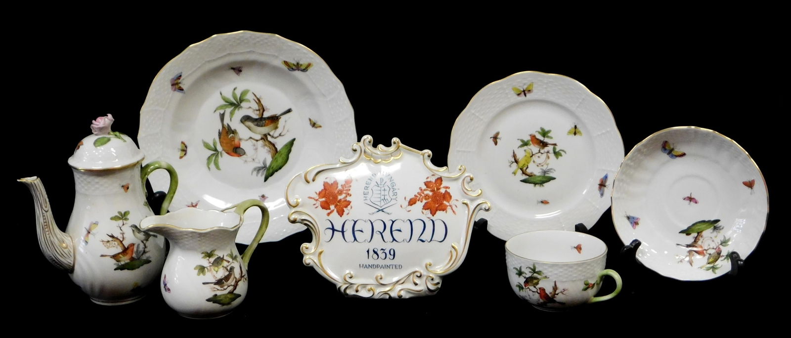 HEREND PORCELAIN, SEVEN PIECES,