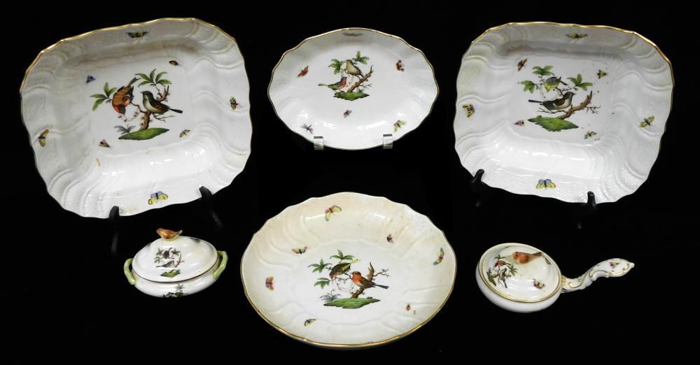 HEREND PORCELAIN, SIX PIECES IN