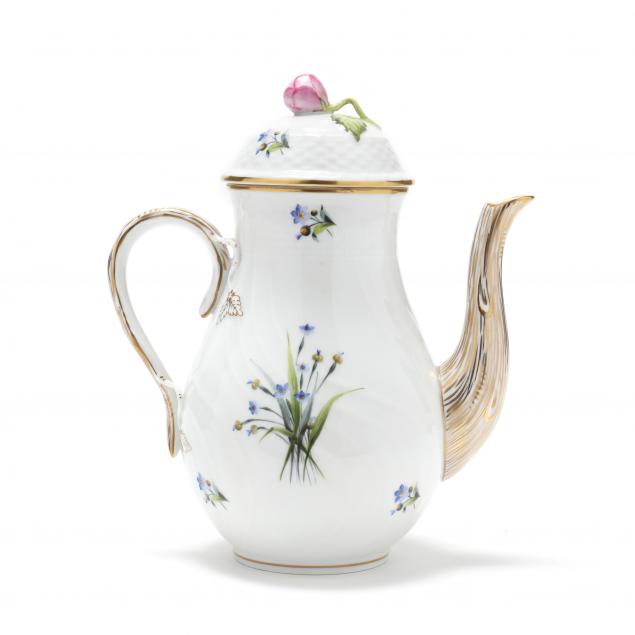 HEREND PORCELAIN TEAPOT EASTER LILY