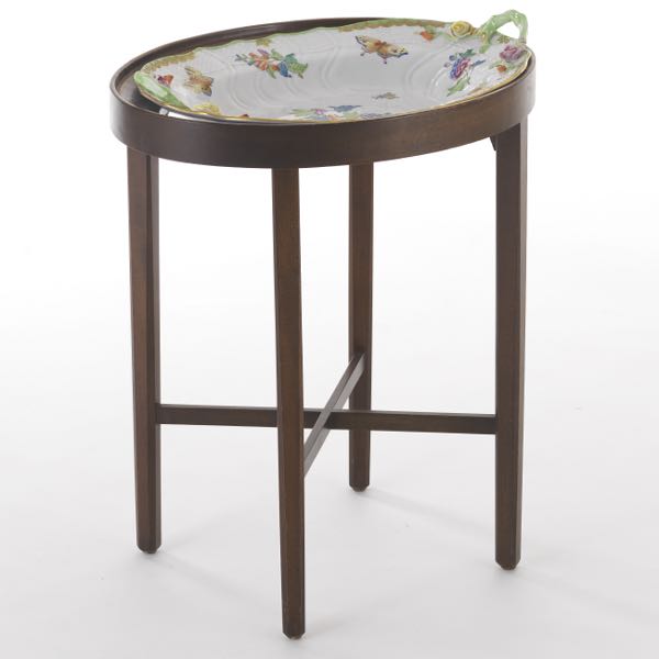 HEREND PORCELAIN TRAY ON STAND 