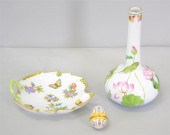 HEREND PORCELAIN VASE, LEAF PL