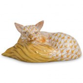 HEREND PORCELAIN YELLOW FISHNE