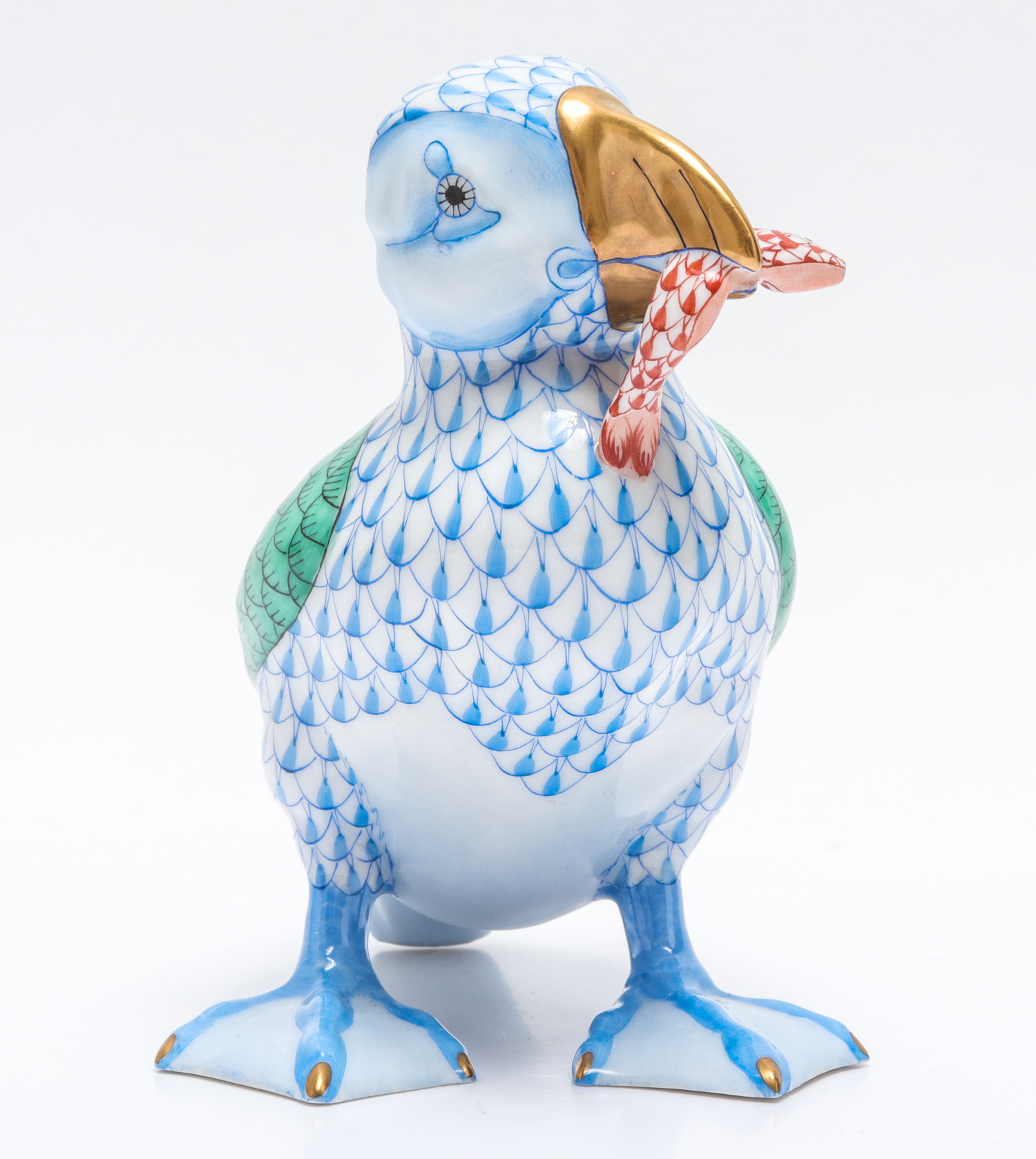HEREND "PUFFIN" FISHNET PORCELAIN