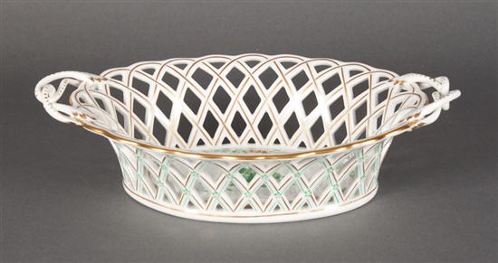 Herend reticulated porcelain basket