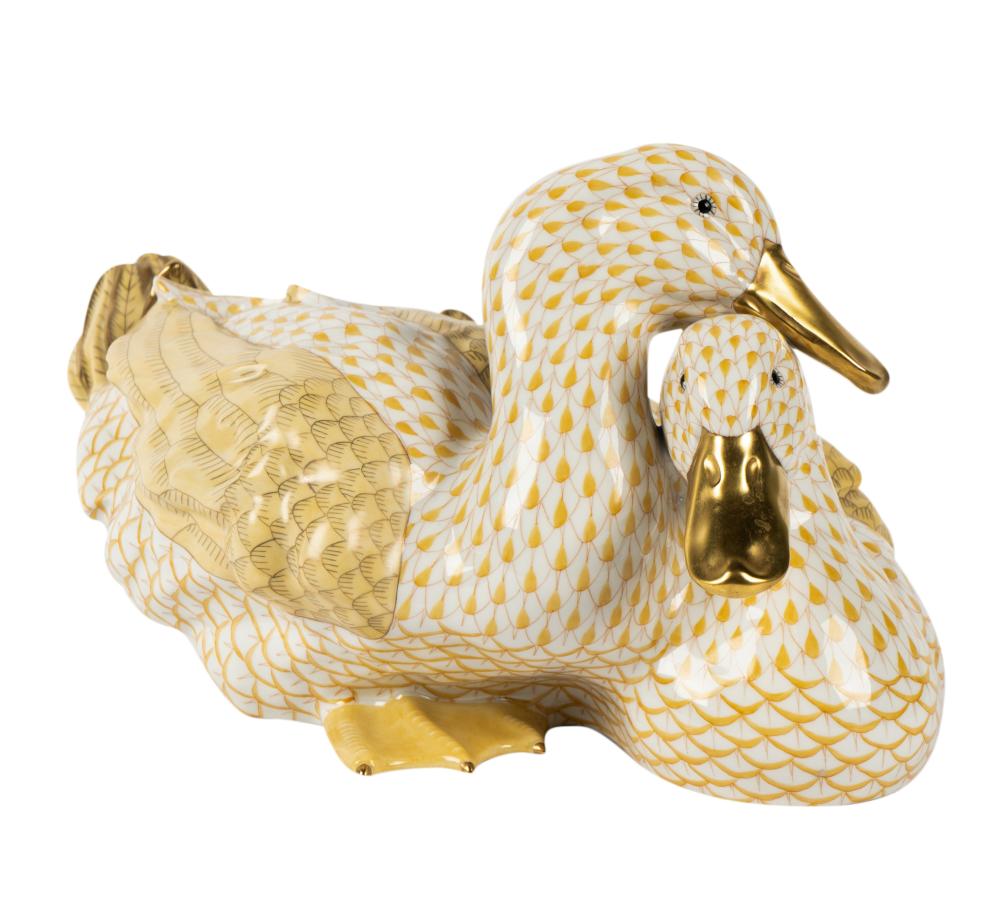 HEREND YELLOW FISHNET PORCELAIN