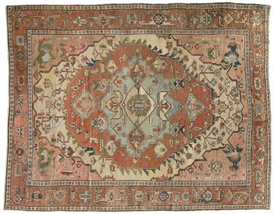 Heriz rug, pale blue and ivory
