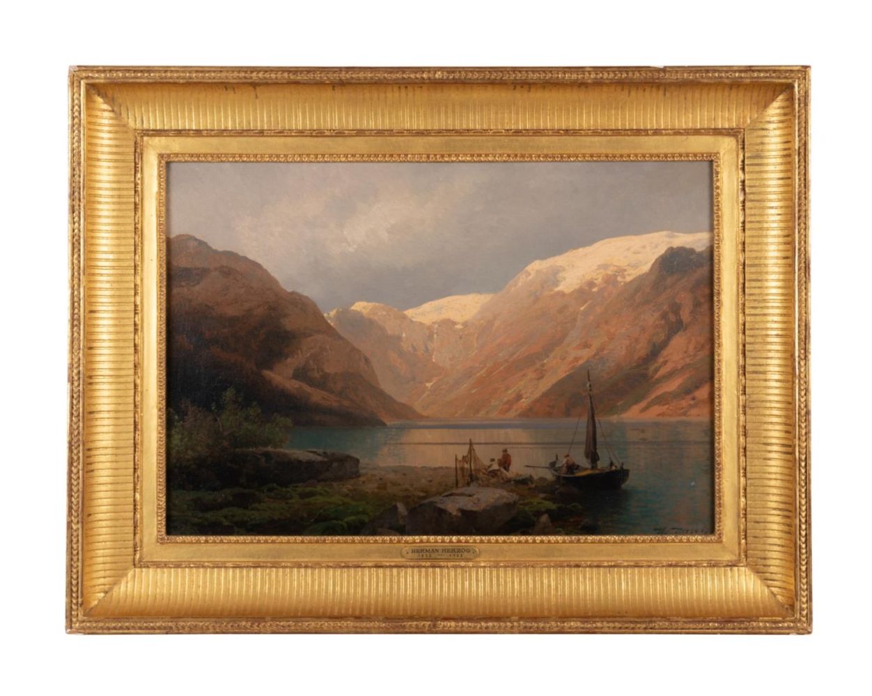 HERMANN HERZOG 'FISHERMAN ON A