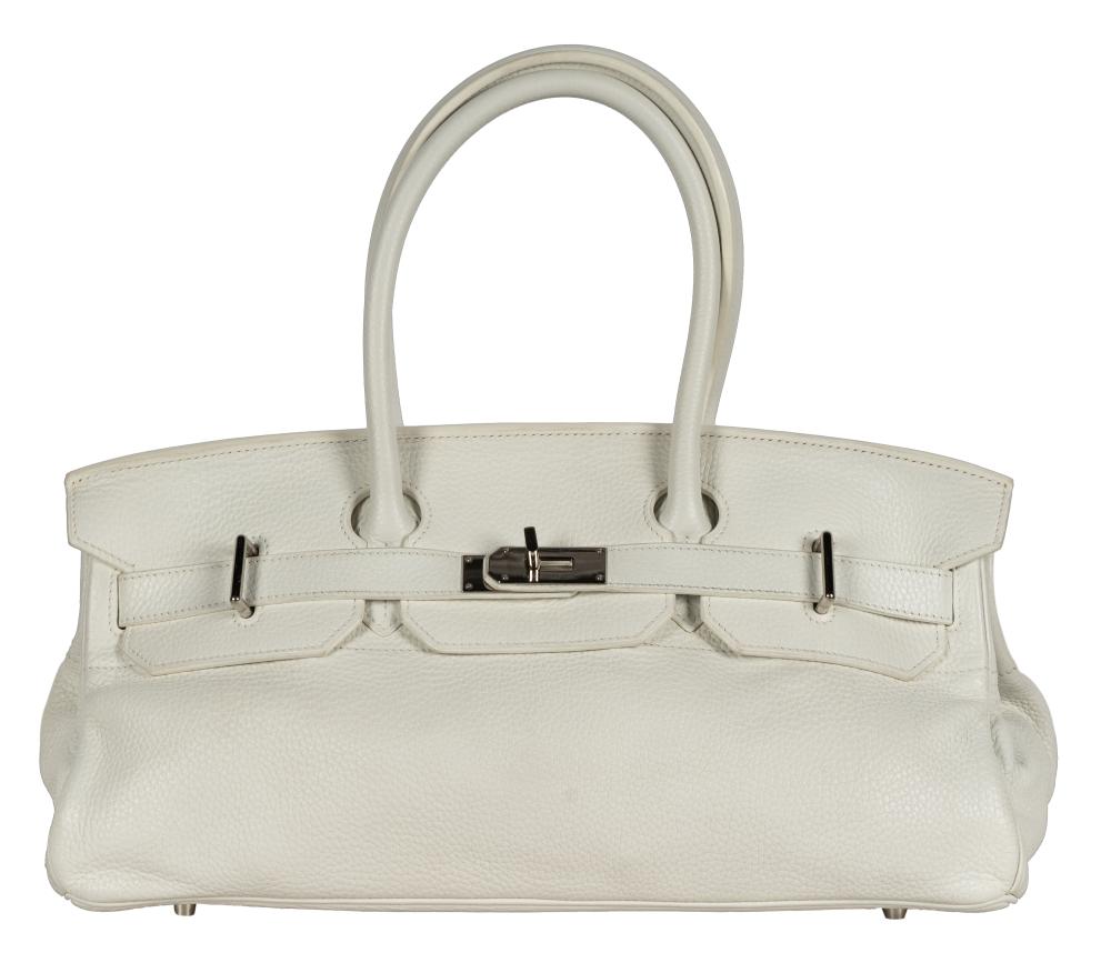 HERMES 42CM WHITE CLEMENCE JPG