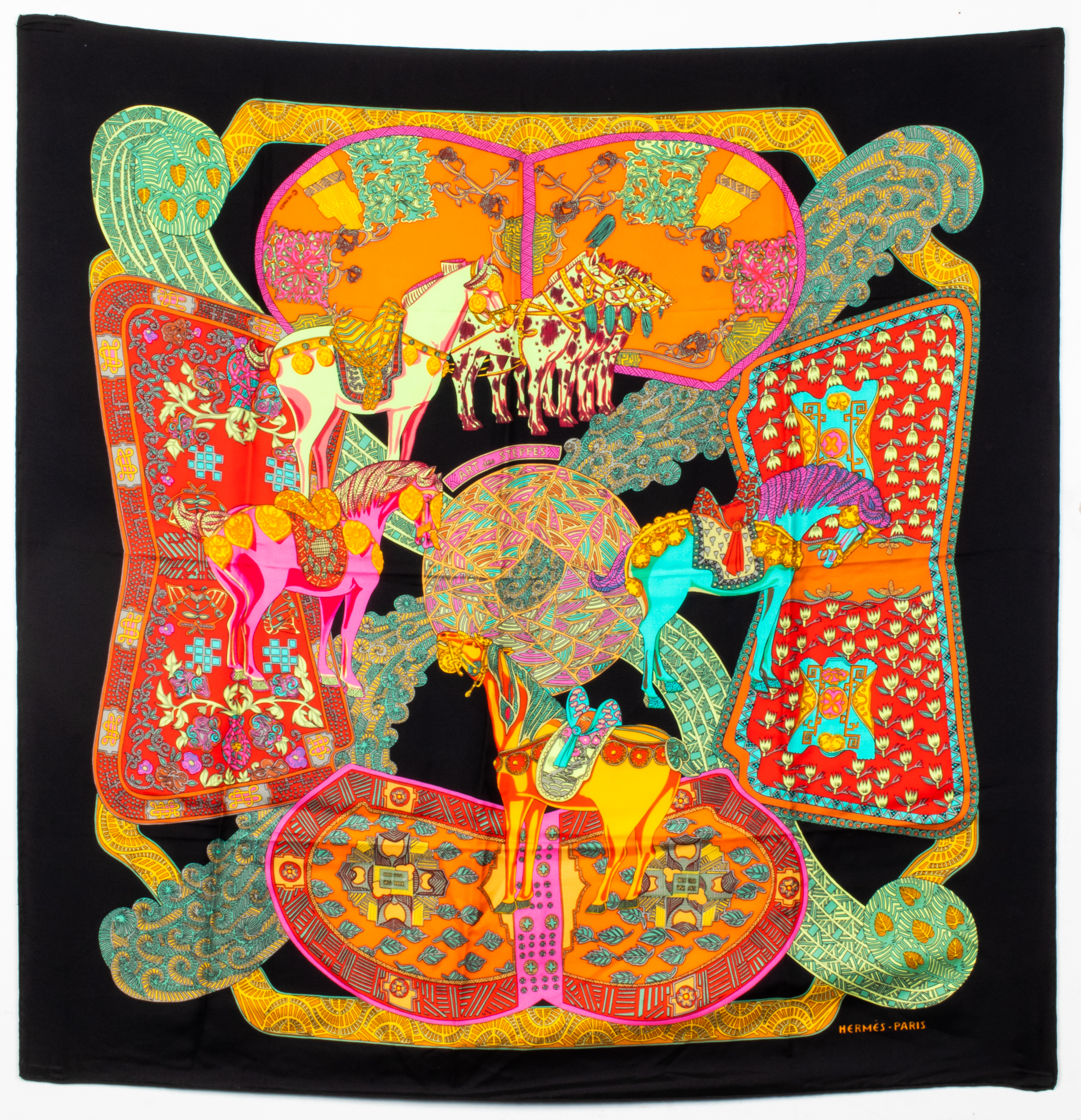 HERMES "ART DES STEPPES" SILK SCARF