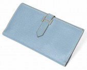 HERMES 'BEARN' BLUE EPSOM LEAT