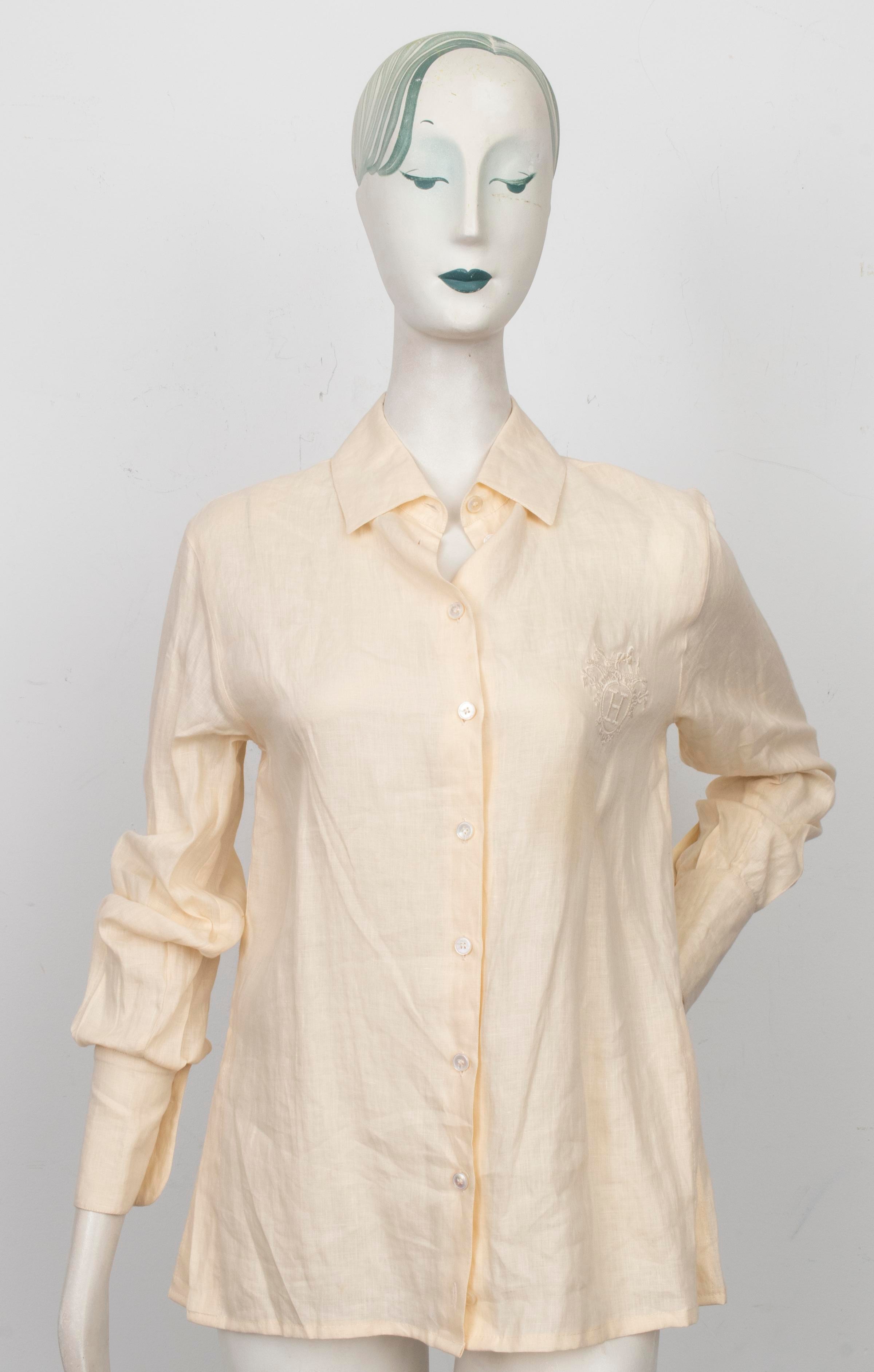 HERMES BEIGE LINEN BUTTON DOWN