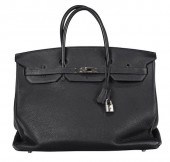 HERMES BIRKIN 40 HANDBAG, NAVY