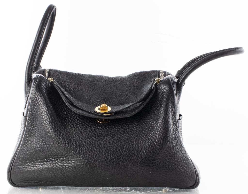 HERMES BLACK CLEMENCE LEATHER LINDY