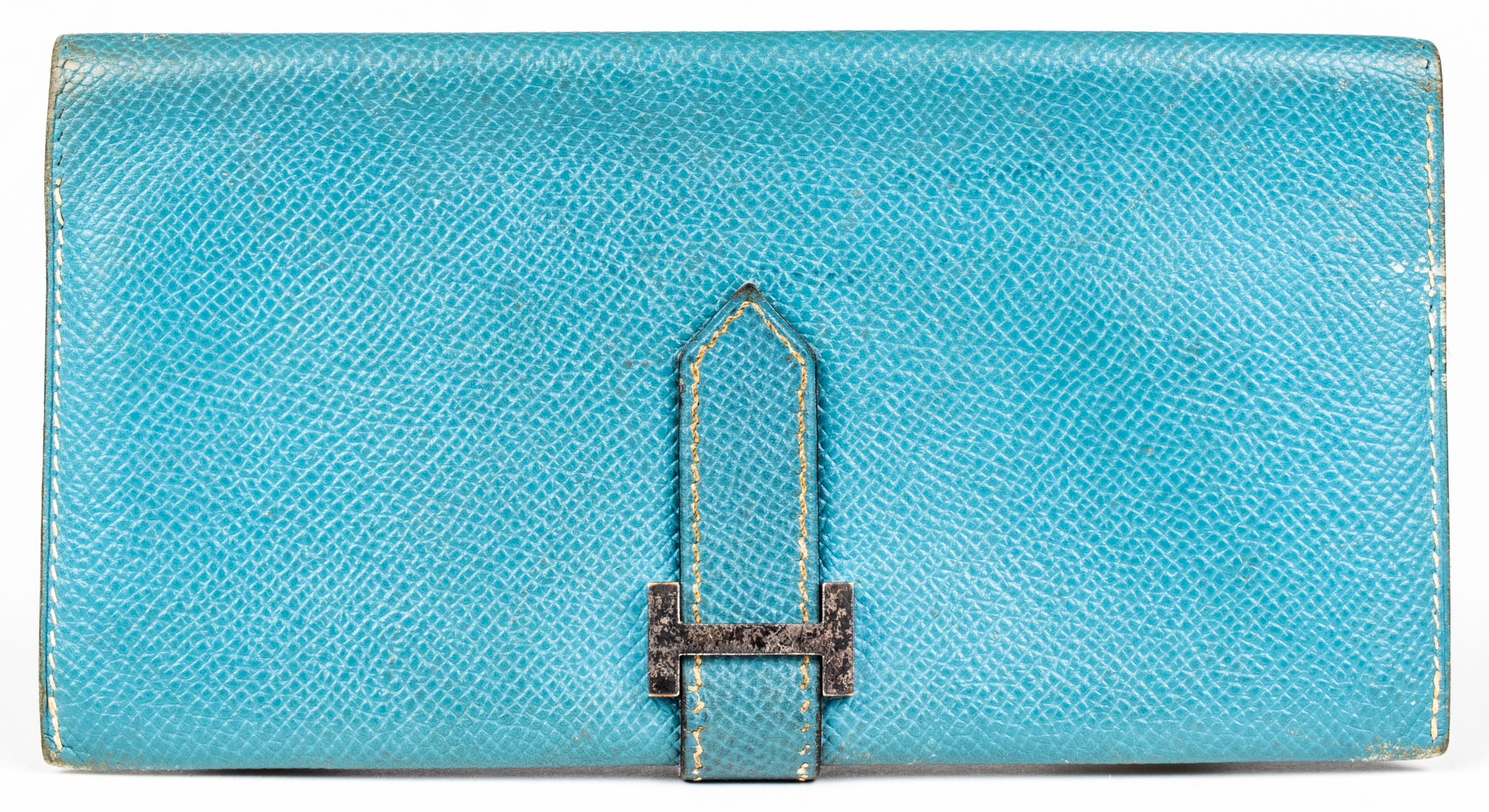 HERMES BLUE LEATHER BEARN WALLET