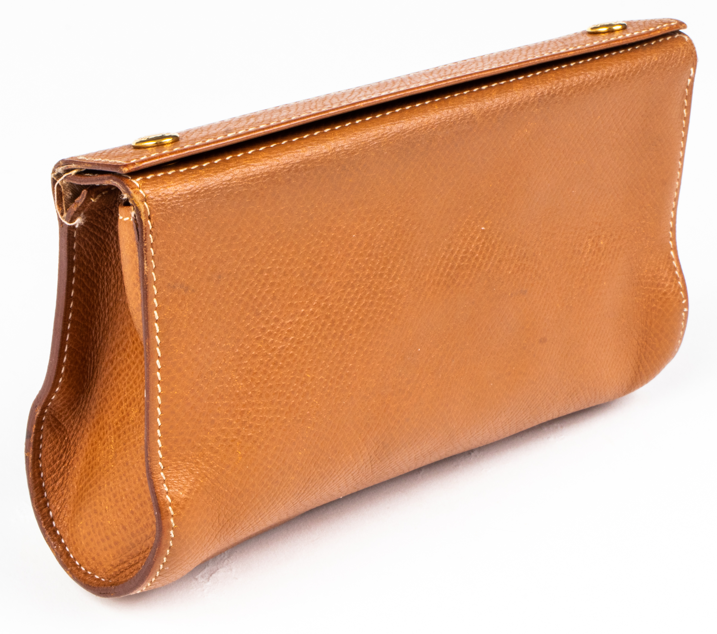 HERMES BROWN LEATHER KARO POUCH /