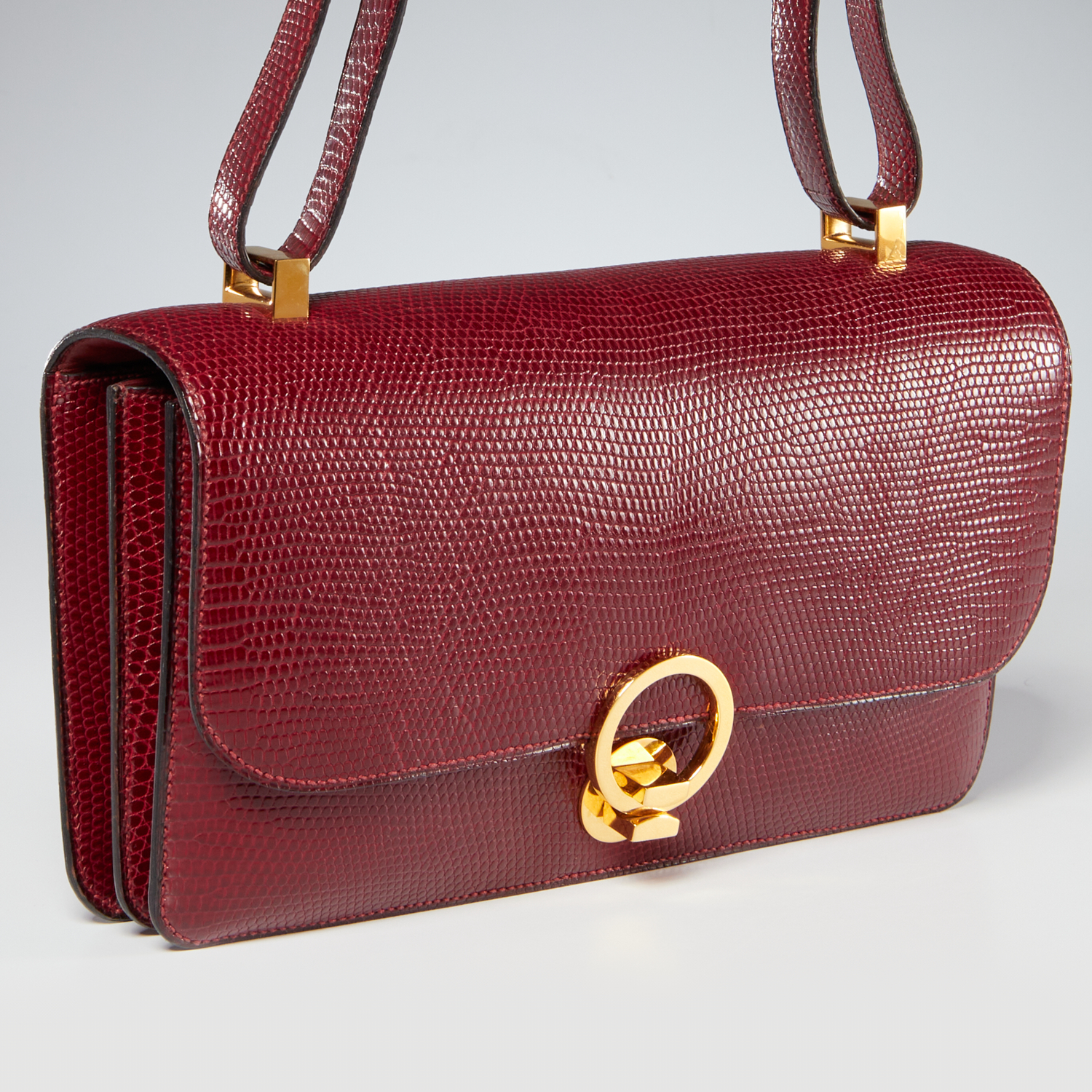 HERMES BURGUNDY LIZARD "SAC RING"