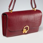 HERMES BURGUNDY LIZARD "SAC RI