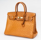 HERMES CARAMEL OSTRICH LEATHER